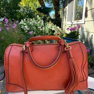 Large Banana Republic orange satchel weekend travel bag